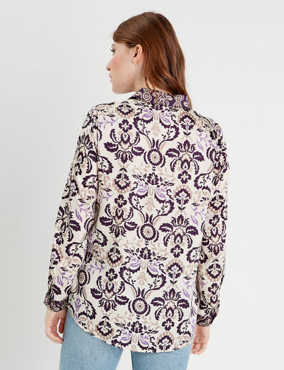 Chemise manches longues satin blanc femme