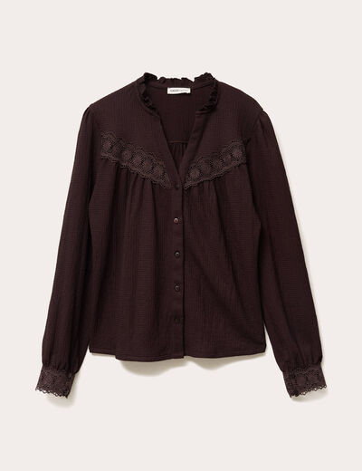 Blouse manches longues marron foncé femme
