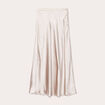 Jupe midi droite satin beige femme