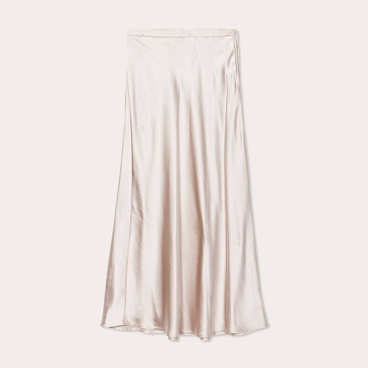 Jupe midi droite satin beige femme