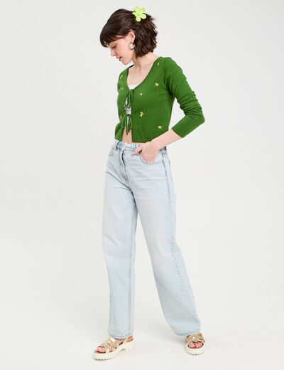 Gilet avec broderie vert femme