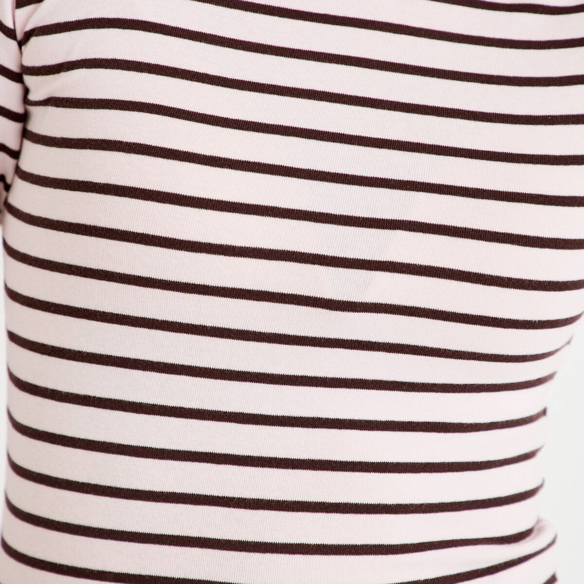 T-shirt ajust&eacute; col rond manches longues rose femme