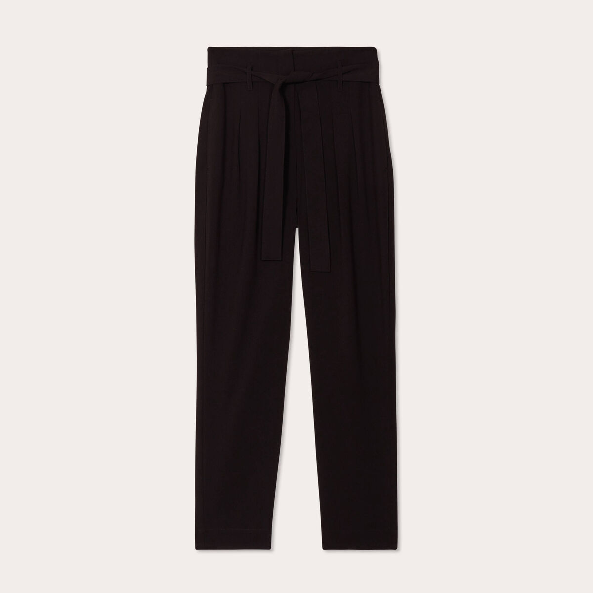 Pantalon paperbag fluide noir femme
