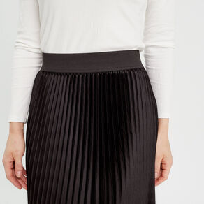 Jupe longue patineuse plissée noir femme