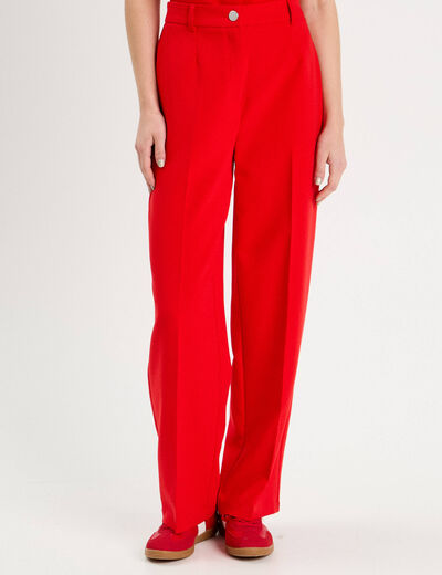 Pantalon city large rouge femme
