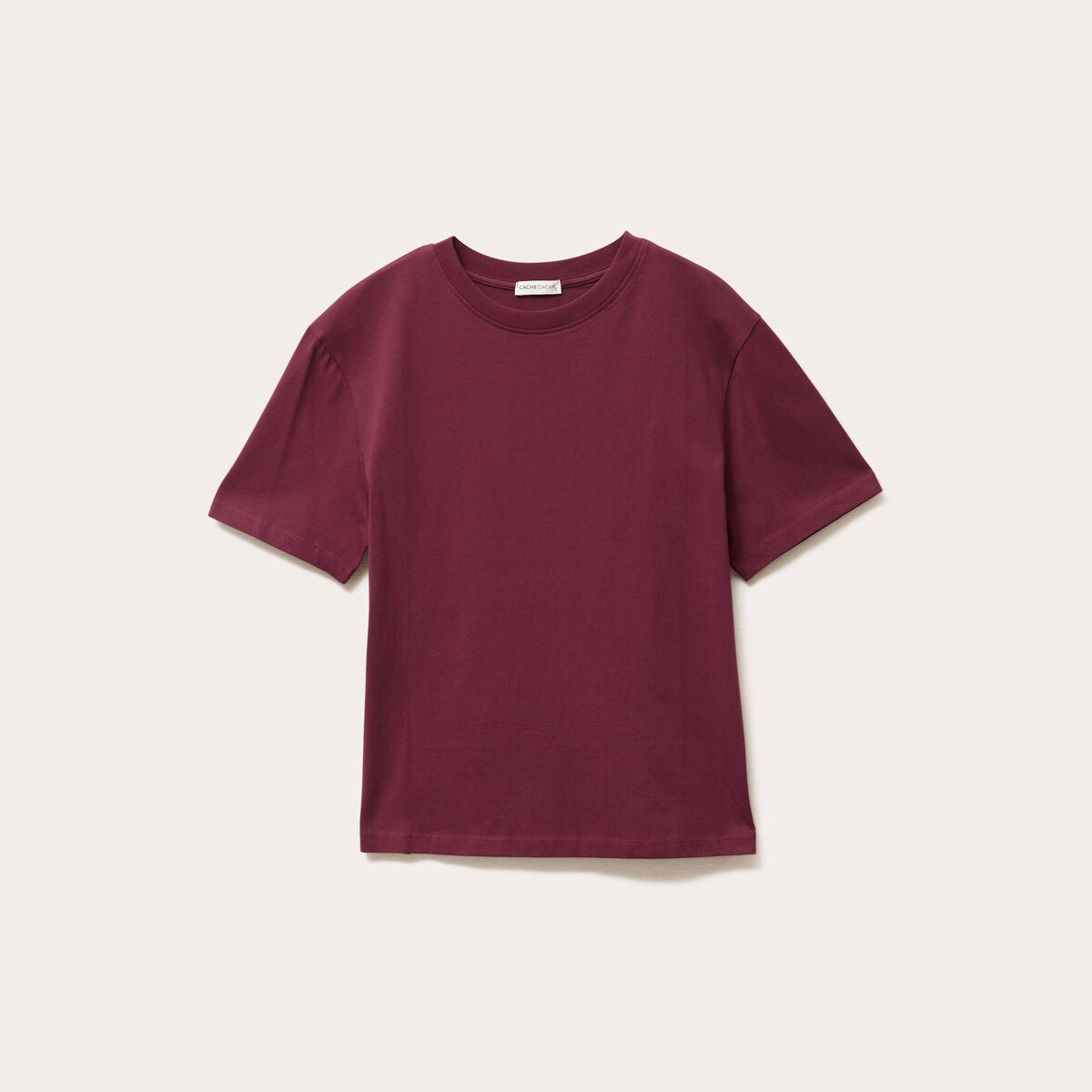 T-shirt oversize col rond bordeaux femme
