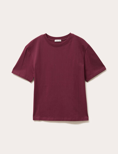 T-shirt oversize col rond bordeaux femme