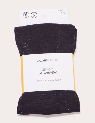 Collants fils métallisés noir femme