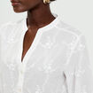 Blouse brod&eacute;e col mao manches 3/4 ecru femme