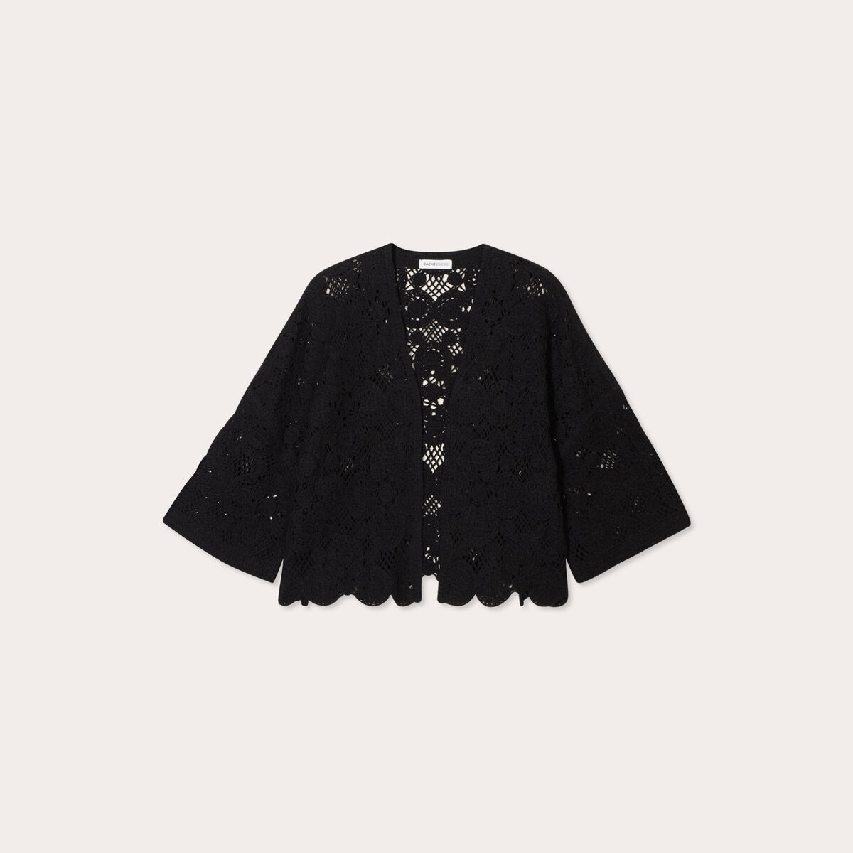 Gilet aspect crochet noir femme