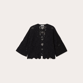 Gilet aspect crochet noir femme