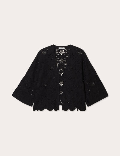 Gilet aspect crochet noir femme