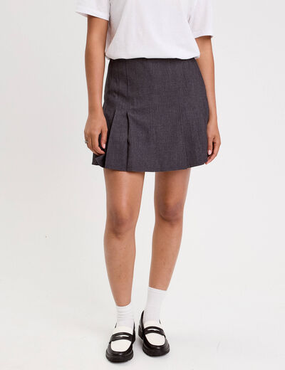 Jupe courte évasée gris foncé femme