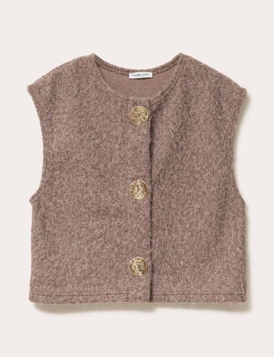 Gilet sans manches effet polaire taupe femme