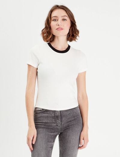 T-shirt manches courtes ecru femme