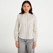 Blouse ajour&eacute;e manches longues blanc femme
