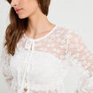 Blouse manches longues noeuds blanc femme