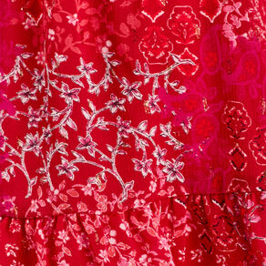 Robe évasée taille smockée rouge femme