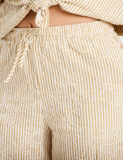 Pantalon large taille standard beige moyen femme