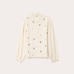 Blouse droite courte broderie ivoire femme