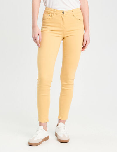 Jeans slim 5 poches jaune clair femme