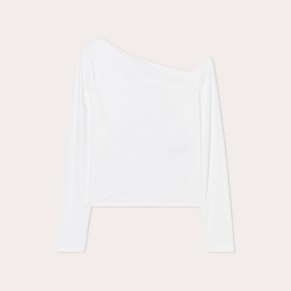T-shirt col bateau asymétrique ecru femme
