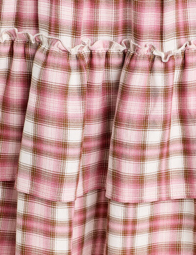 Jupe évasée volants rose femme