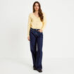 Gilet col v manches longues jaune clair femme