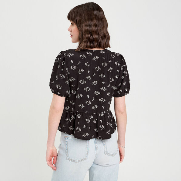 Blouse noeuds devant noir femme