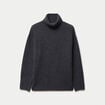 Pull col roul&eacute; manches longues gris femme
