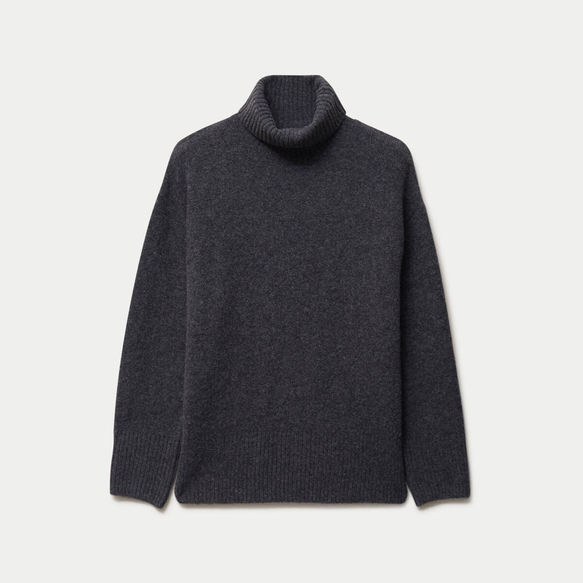 Pull col roul&eacute; manches longues gris femme