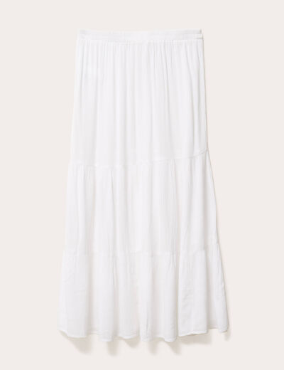 Jupe longue évasée blanc femme