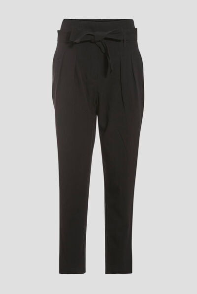 Pantalon paperbag noir femme