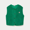 Gilet sans manches fausse fourrure vert fonc&eacute; femme