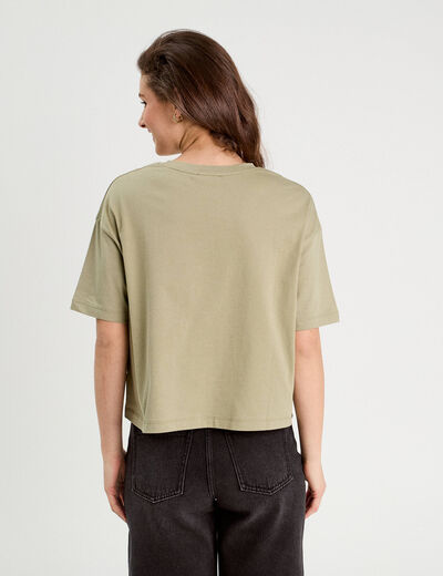 T-shirt manches courtes vert kaki femme