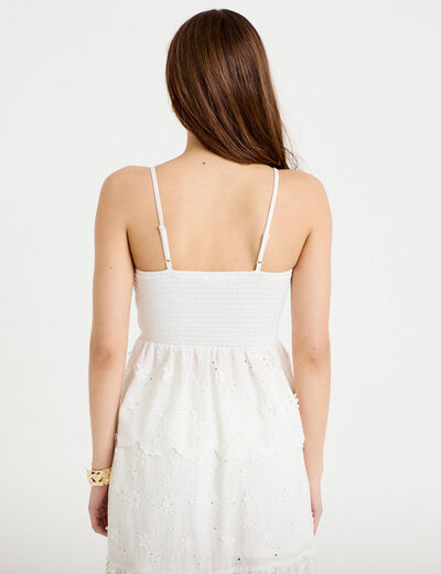 Top bi-mati&egrave;re &agrave; bretelles blanc femme