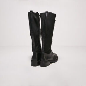 bottes hautes plates a lacets noir femme Bottes hautes plates à lacets noir femme