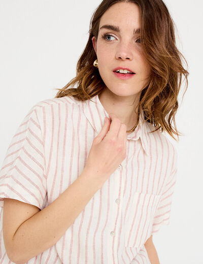 Chemise droite courte col classique blanc femme