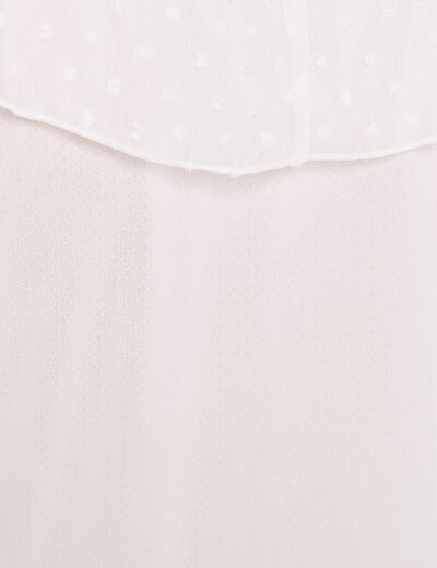 Blouse bi-mati&egrave;re oversize col v ecru femme