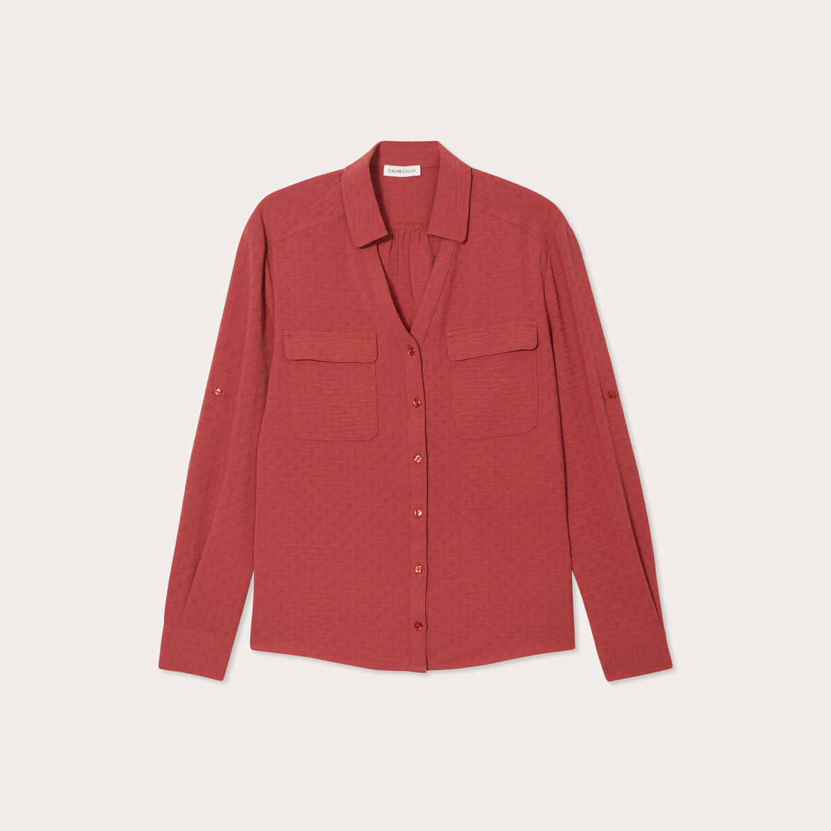 Chemise manches longues vieux rose femme