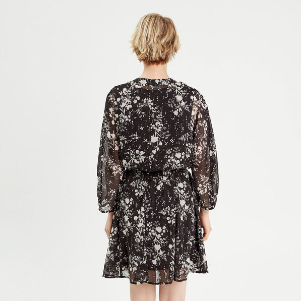 robe evasee manches 34 noir femme Robe évasée manches 3/4 noir femme