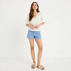 Blouse col v manches courtes ecru femme
