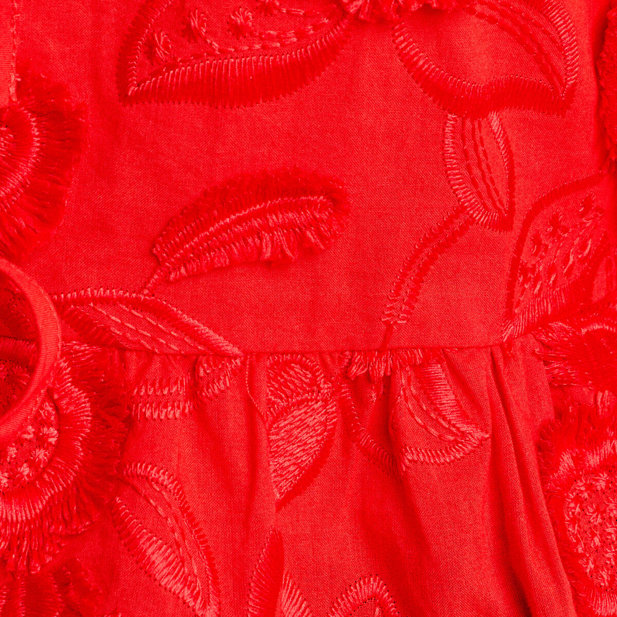 Blouse manches courtes noeuds rouge fluo femme