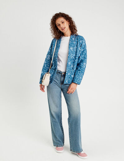 Veste effet matelassé bleu marine femme