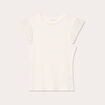 T-shirt côtelé manches courtes ecru femme