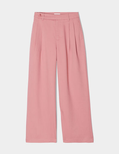 Pantalon jambe large rose femme