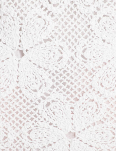 Jupe évasée effet macramé blanc femme