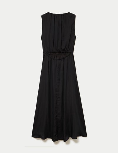 Robe longue &eacute;vas&eacute;e sans manches noir femme