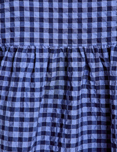 Chemise ample manches longues vichy bleu femme