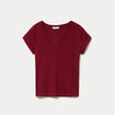 T-shirt ajust&eacute; col v manches courtes rouge femme